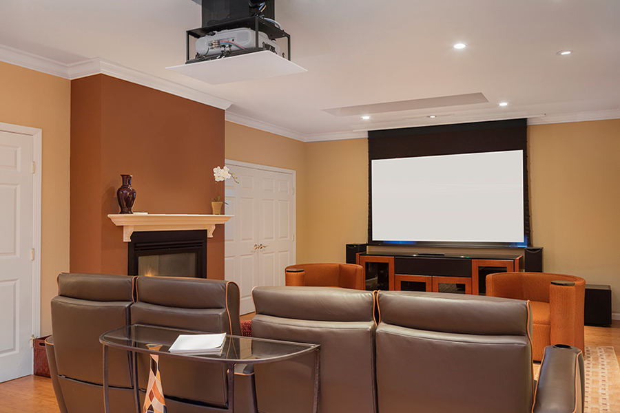 In-Home Theater in Luxury Home, basement theatre - residential viewing area - Decatur, IL